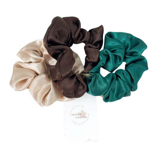 Small Satin Scrunchies Trio