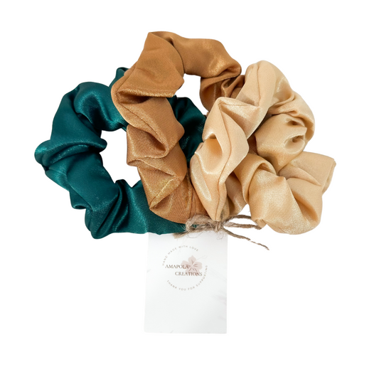 Small Satin Scrunchies Trio