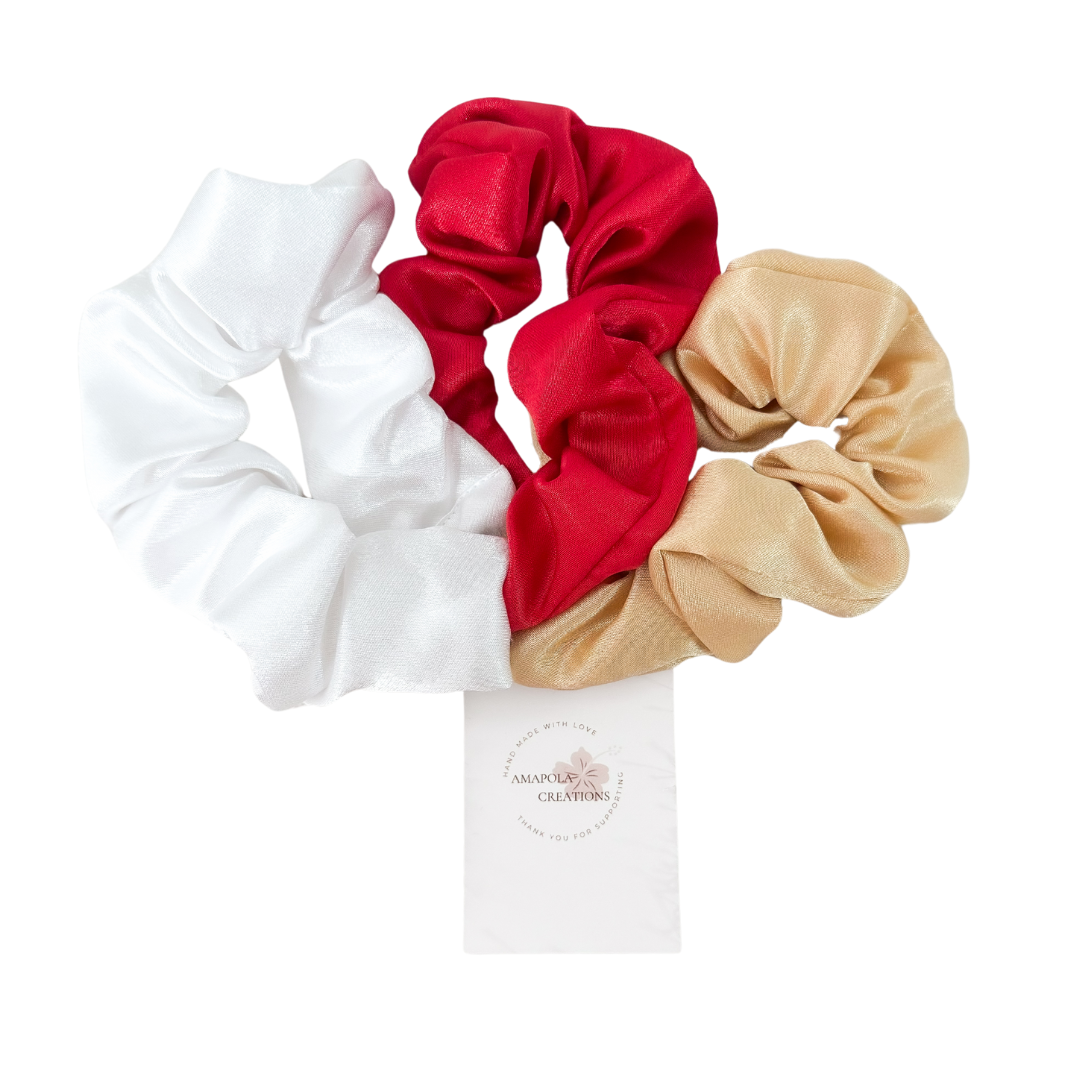 Small Satin Scrunchies Trio