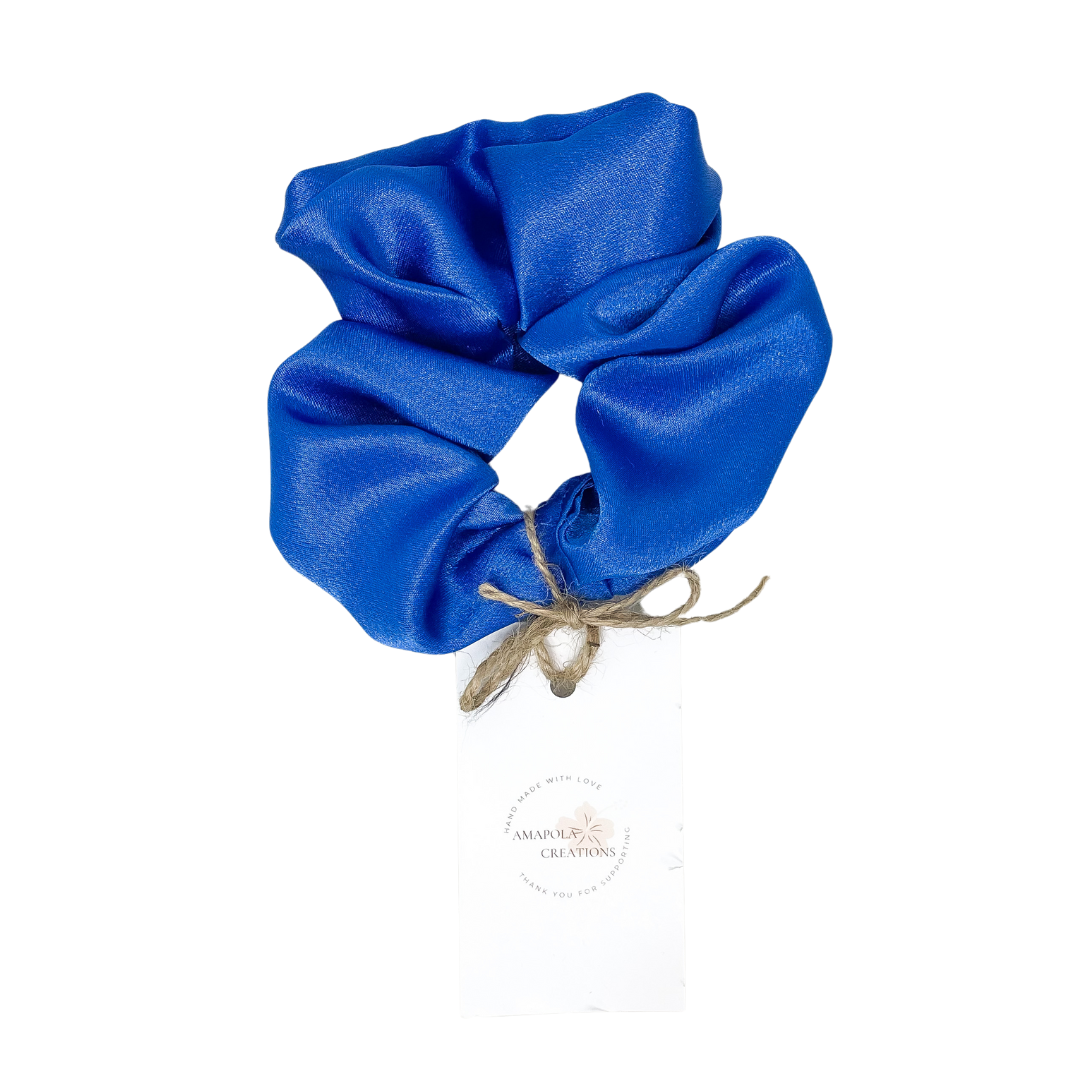 Blue Satin Scrunchie