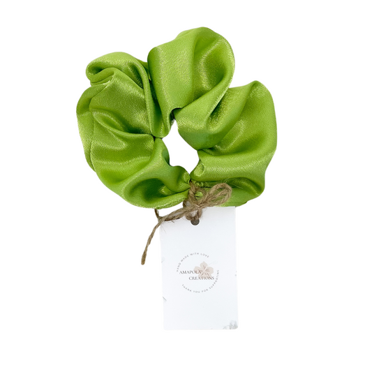 Green Satin Scrunchie