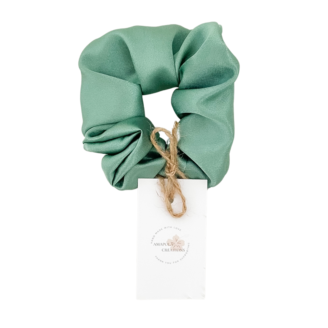 Sage Green Satin Scrunchie