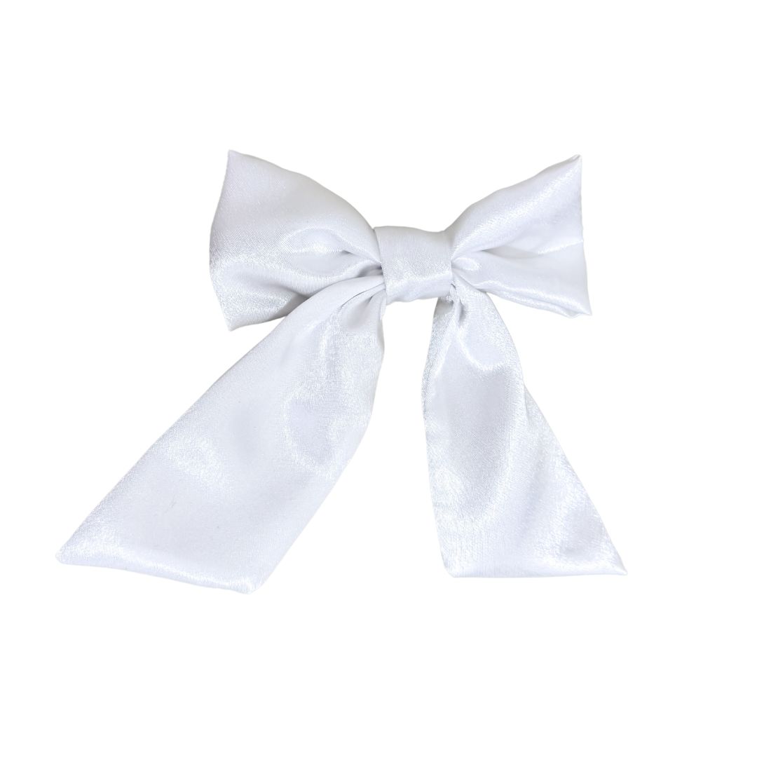 Mini Pearl White Satin Bow