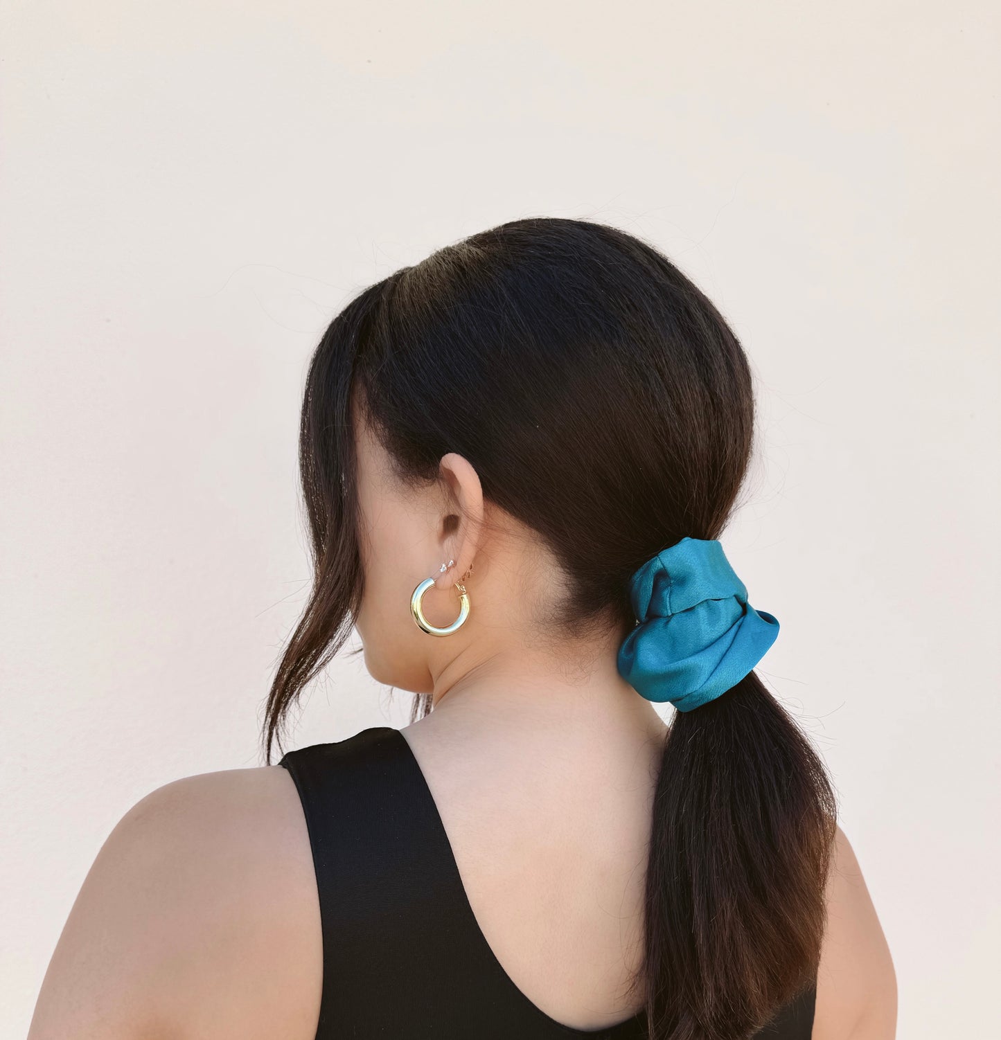 Teal Satin Scrunchie