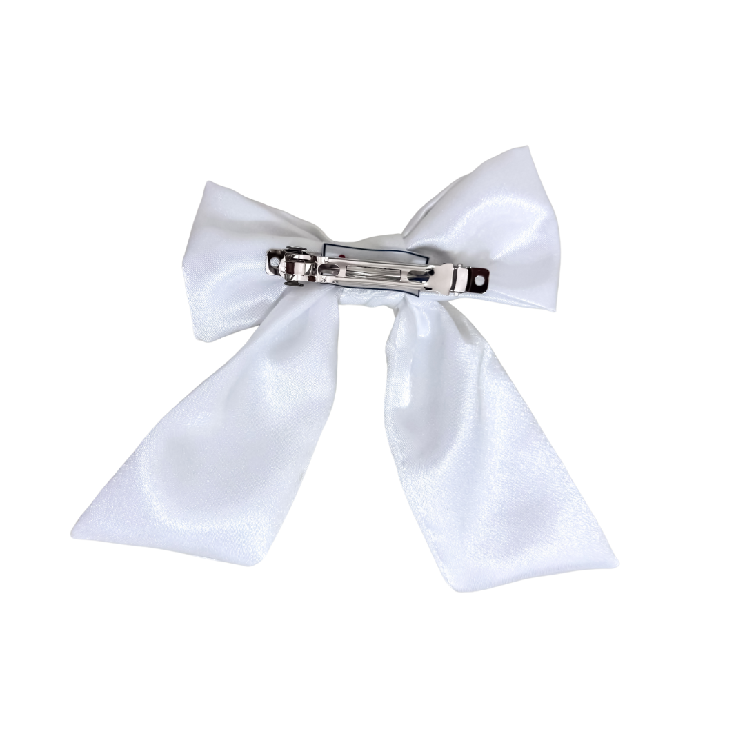 Mini Pearl White Satin Bow