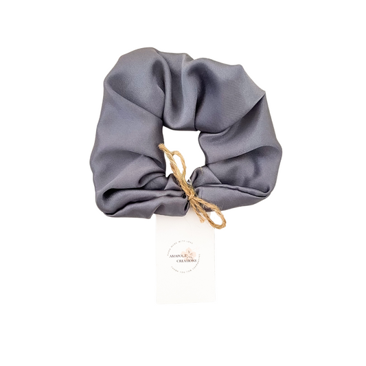 Gray Satin Scrunchie