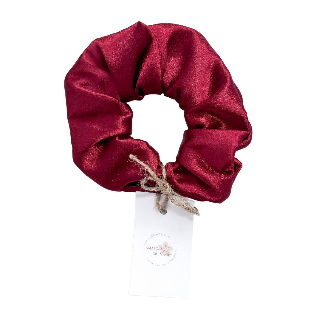 Burgundy Satin Scrunchie