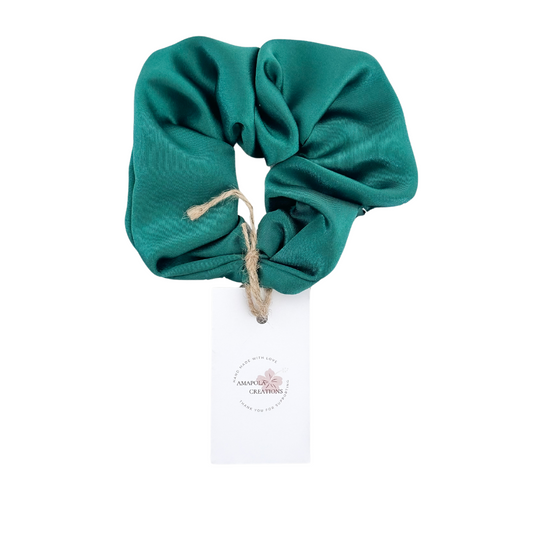 Holiday Green Satin Scrunchie