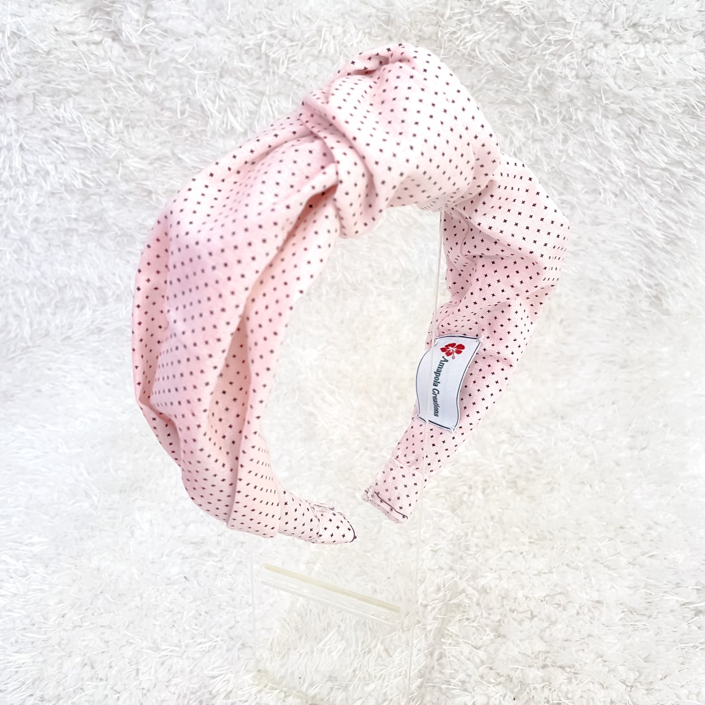 Pink Polka Dot Knotted Headband