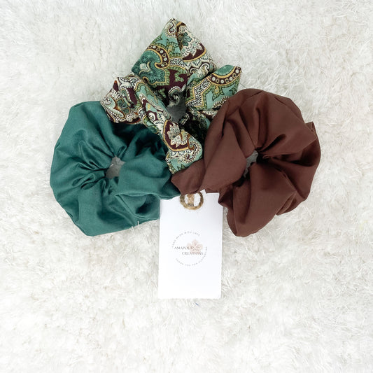 Clover Forest Green Scrunchies Pack