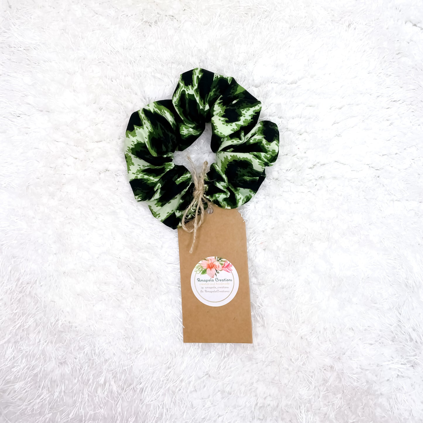 Neon Green Animal Print Scrunchie