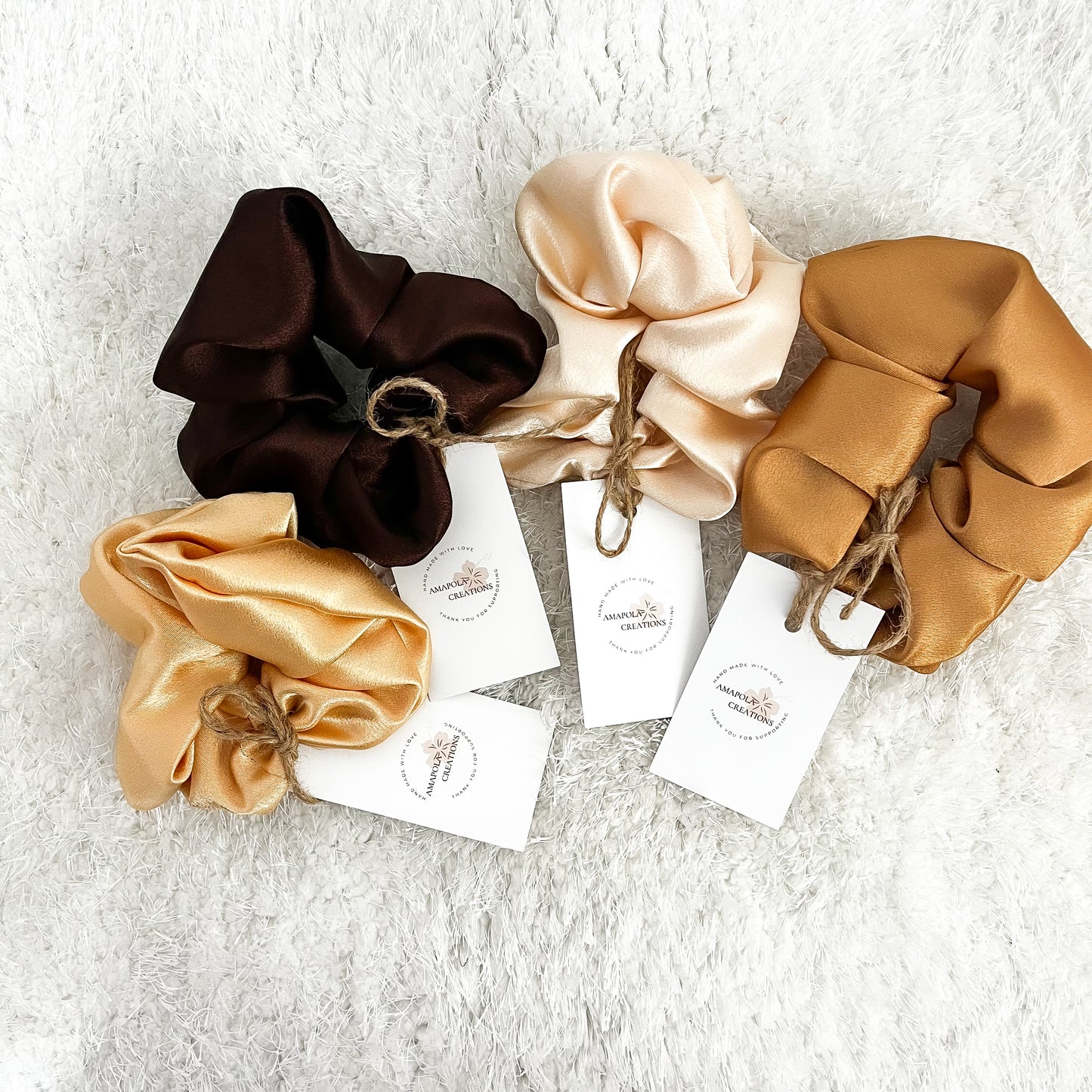 Brown Satin Scrunchie