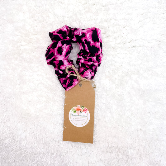 Neon Pink Animal Print Scrunchie