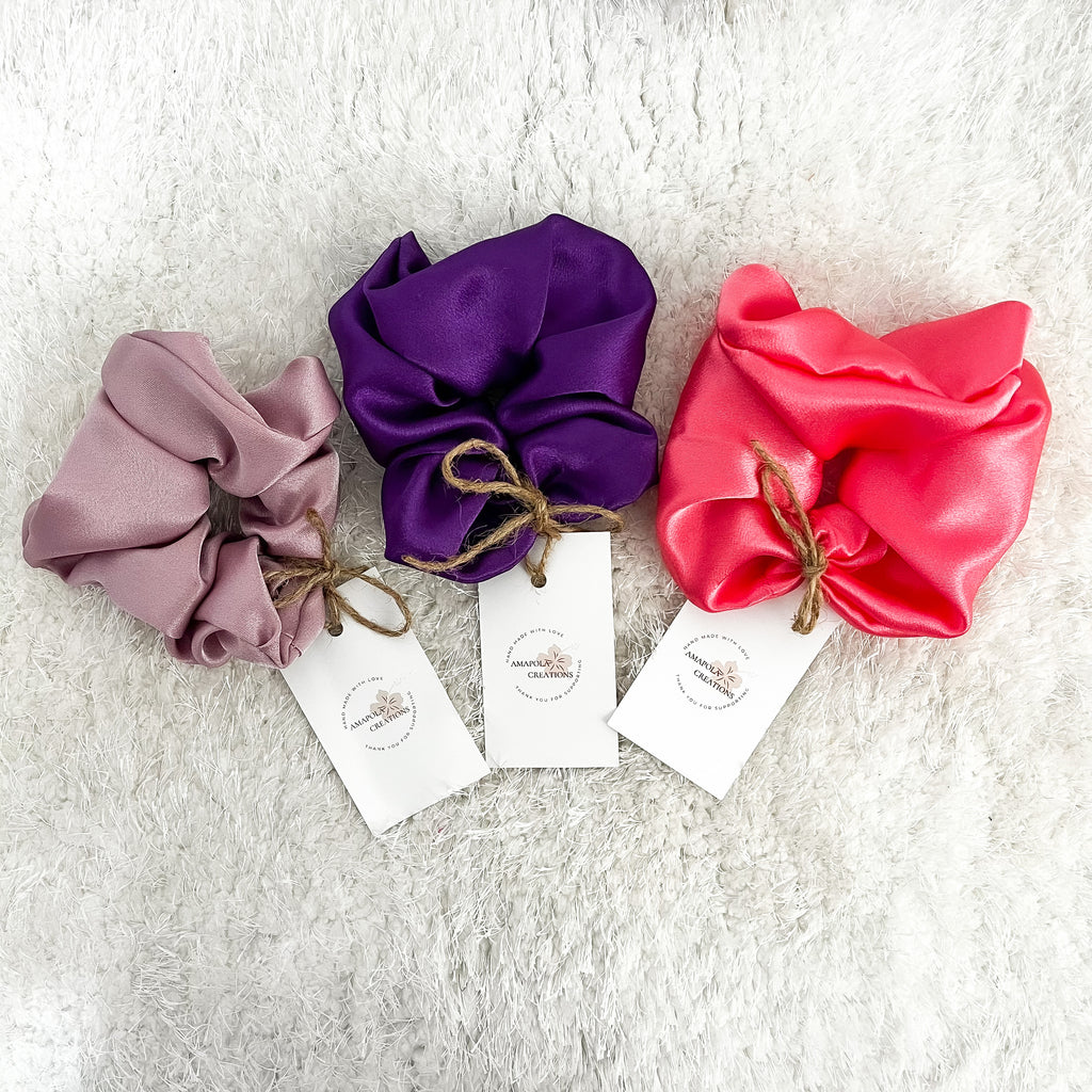 Coral Satin Scrunchie