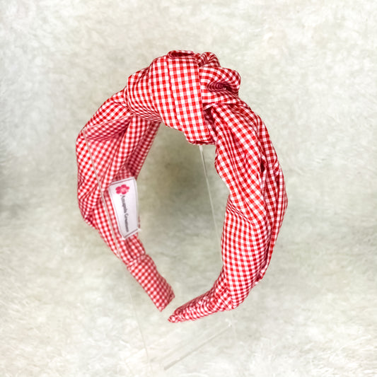 Red Gingham Knotted Headband